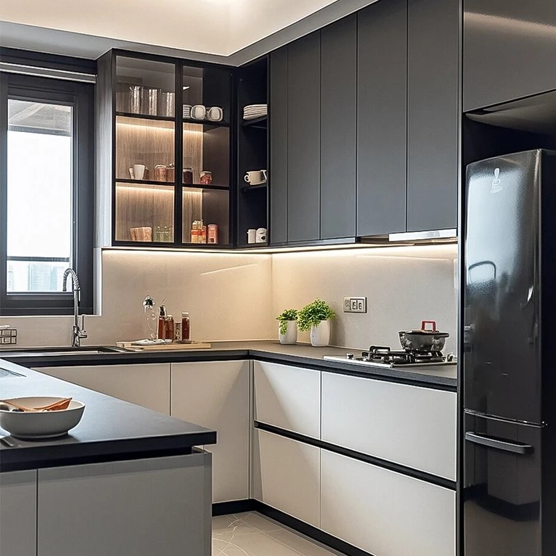 Black And White Contrast Kitchen Cabinets