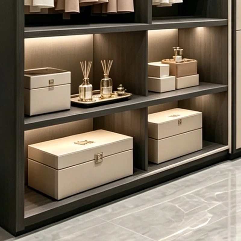 gray and white two-tone walk-in closet (5)