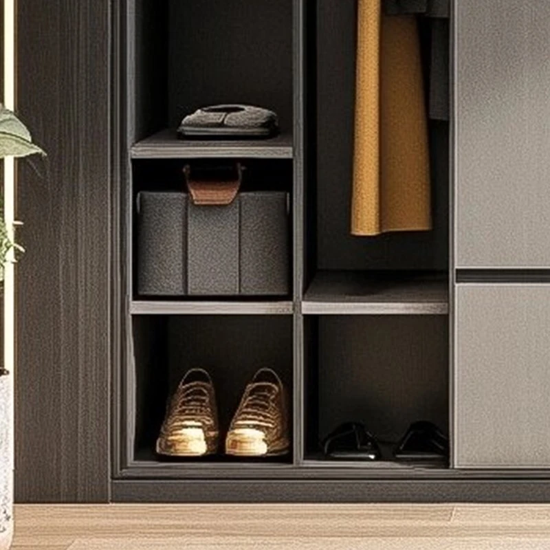 handleless dark gray walk-in closet (4)