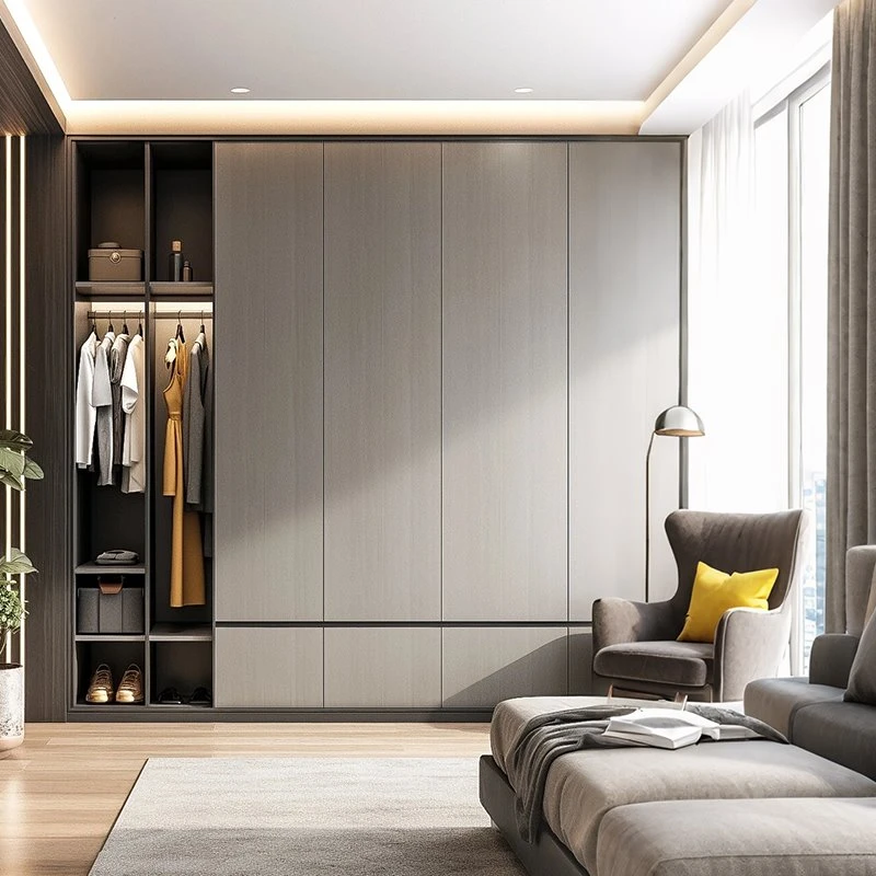 Handleless Dark Gray Walk-in Closet