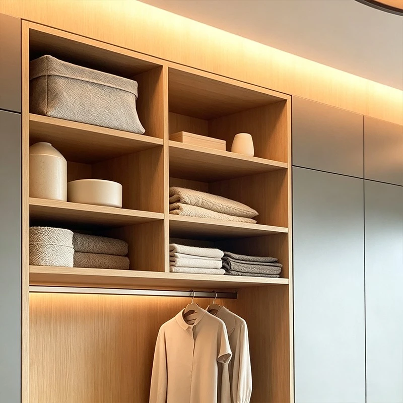 handleless matte gray walk-in closet (3)
