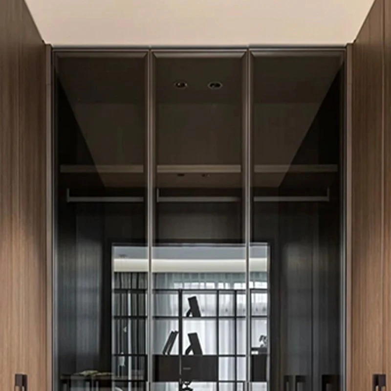 Italian minimalist dark wood walk-in closet (3)