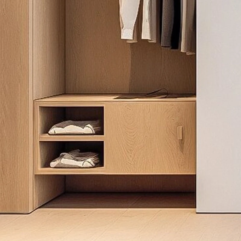 Japanese natural wood walk-in closet (4)