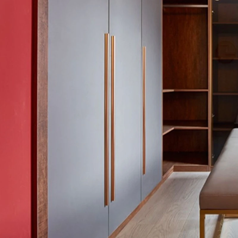 matte gray wardrobe with gold long handles (2)