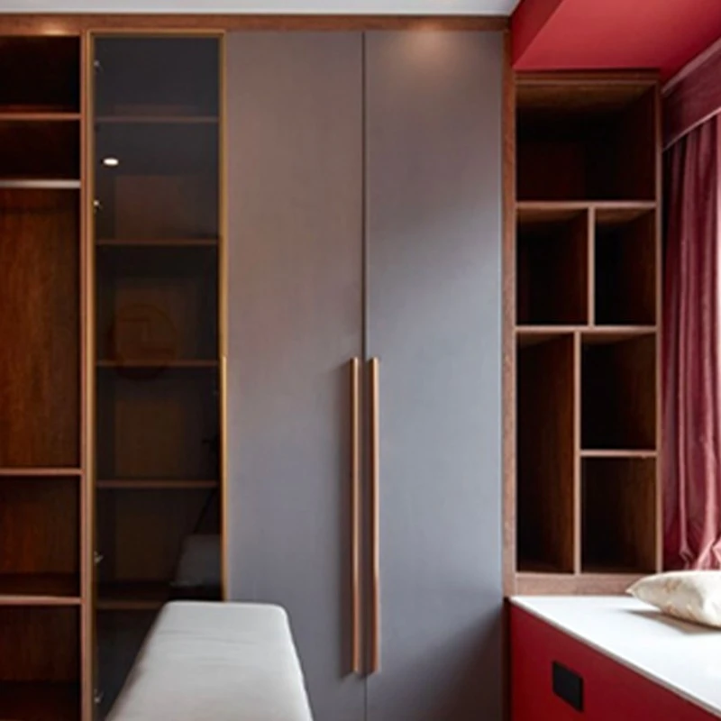matte gray wardrobe with gold long handles (4)
