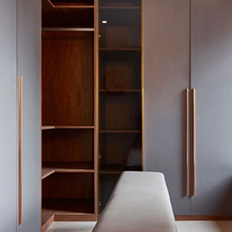 matte gray wardrobe with gold long handles (3)