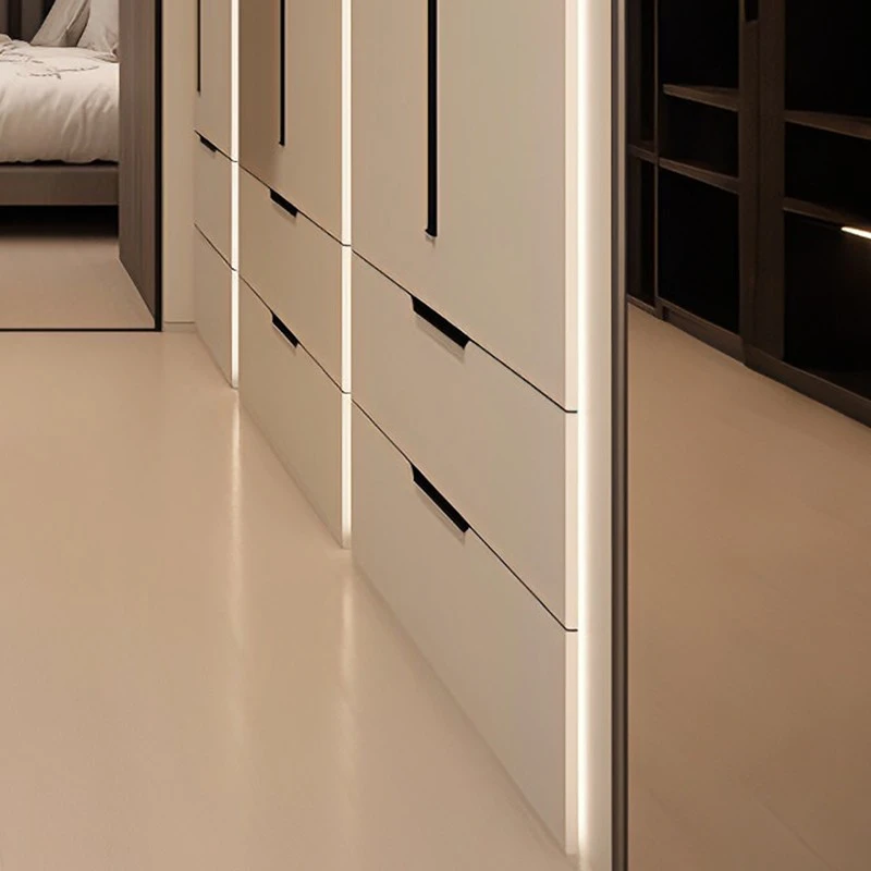 Minimalist black-and-white walk-in closet (4)