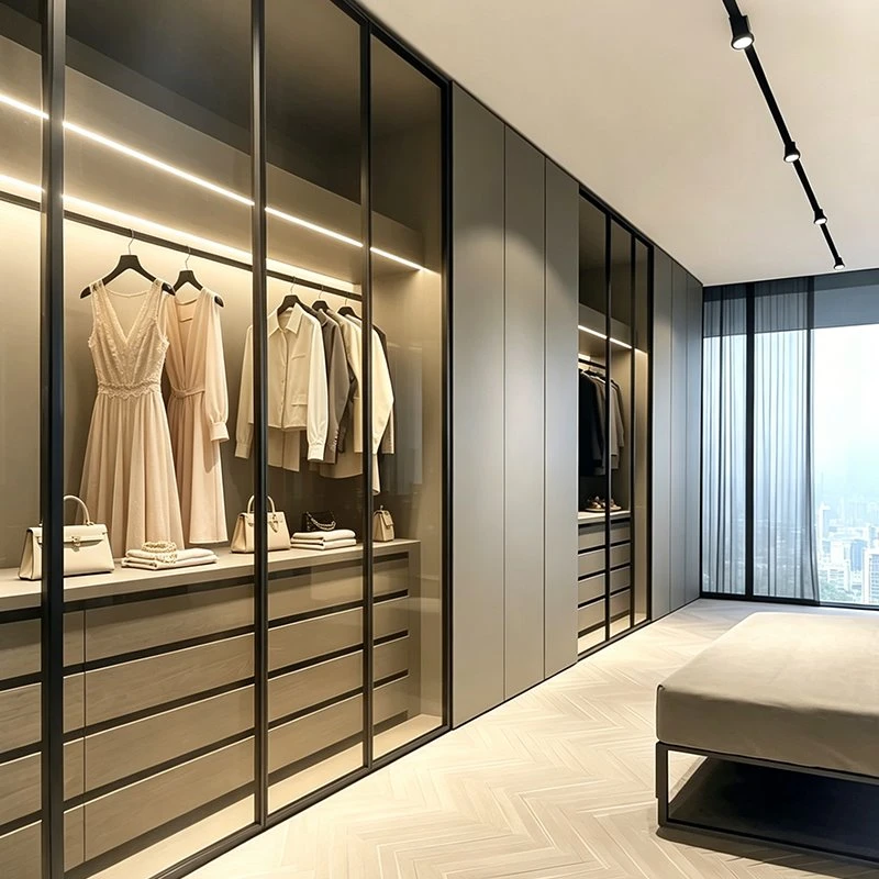 Modern Luxury Matte Gray Walk-in Closet