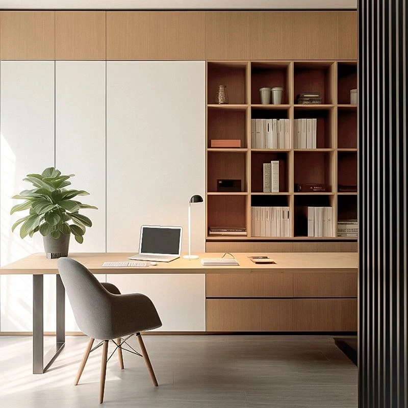 Modern Wood And White Study Cabinet