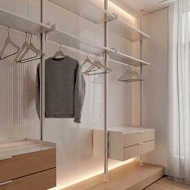 open wardrobe metal pole hanging rail system (4)