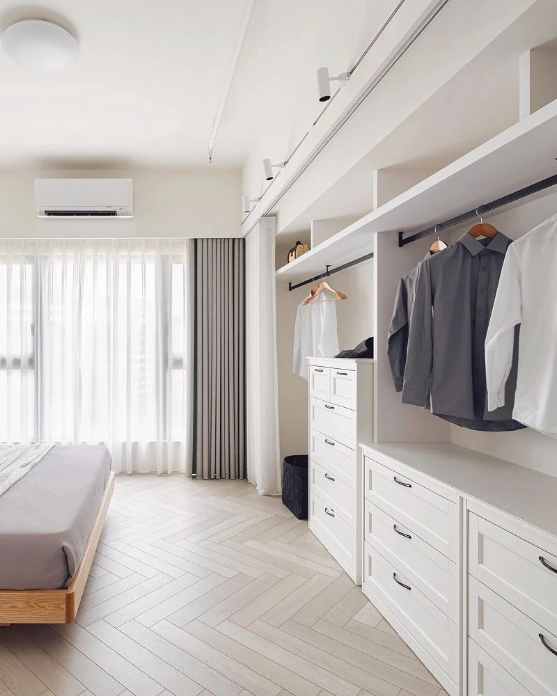 Open-concept minimalist style walk-in closet001 Open-concept minimalist style walk-in closet001