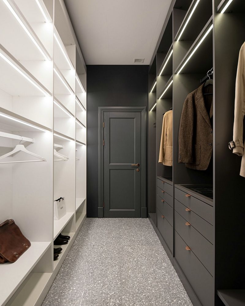 black and white open hanging wardrobe walk in closet001 black and white open hanging wardrobe walk in closet001