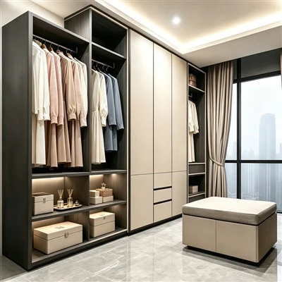 Gray And White Two-tone Walk-in Closet
