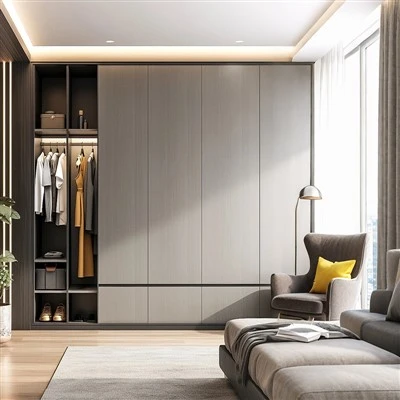 Handleless Dark Gray Walk-in Closet