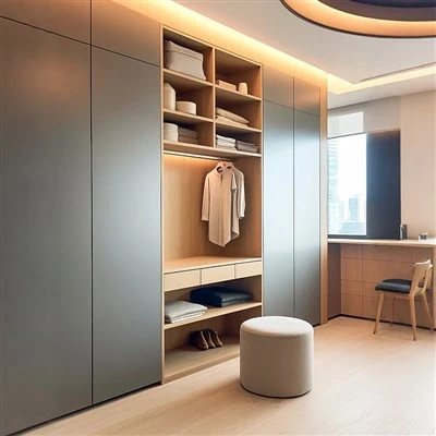 Handleless Matte Gray Walk-in Closet