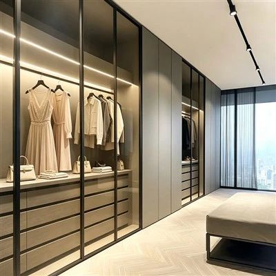 Modern Luxury Matte Gray Walk-in Closet