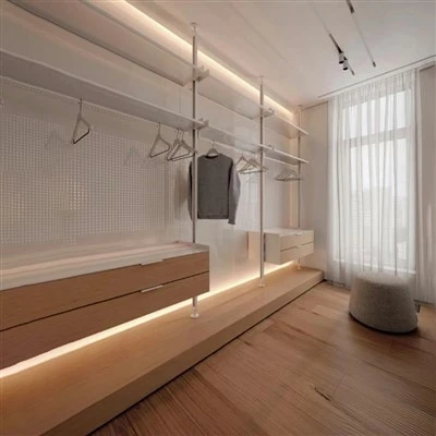 Open Wardrobe Metal Pole Hanging Rail System